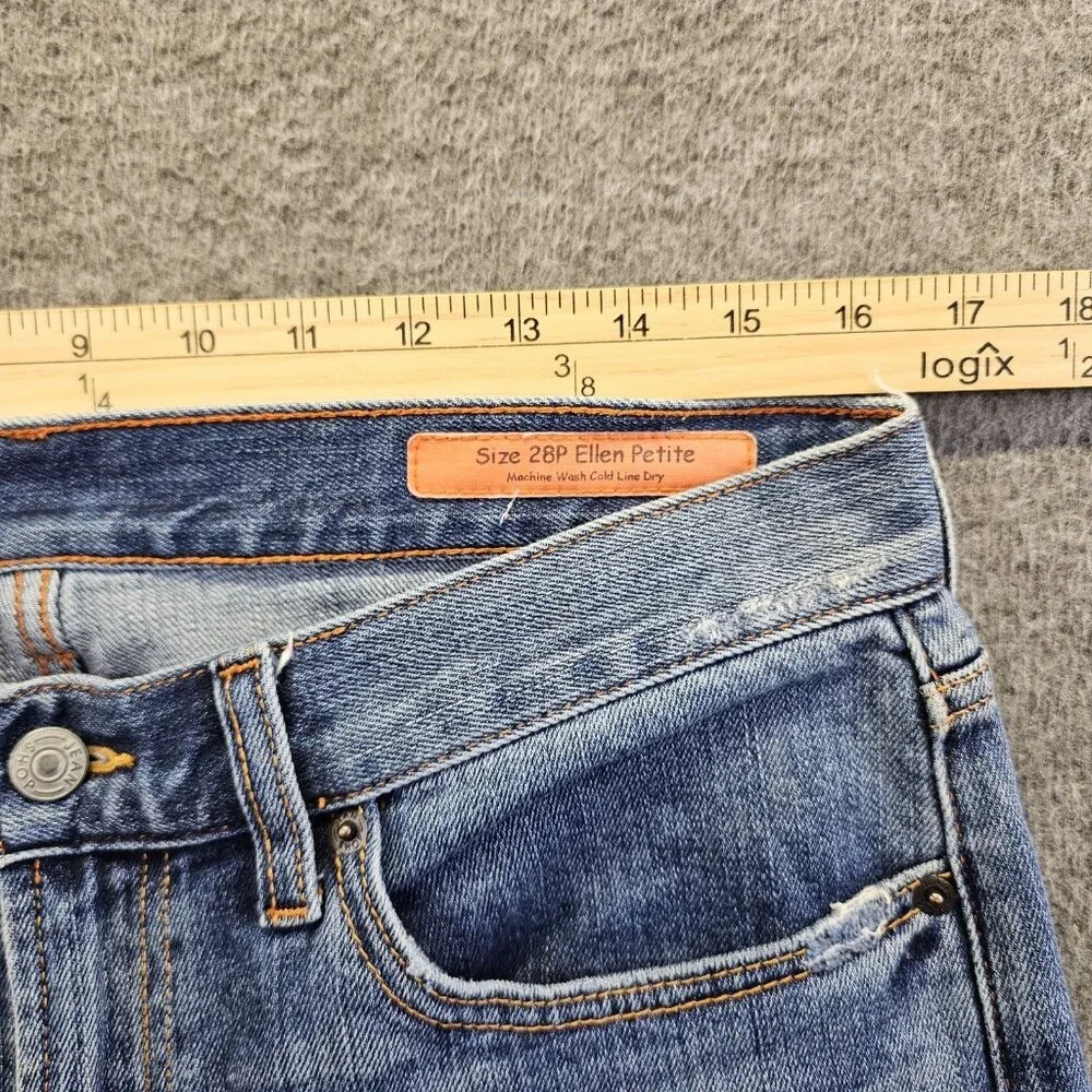 Jean Shop Jeans Womens Size 28 P Ellen Petite Distressed Selvedge Denim EUC - Picture 10 of 13